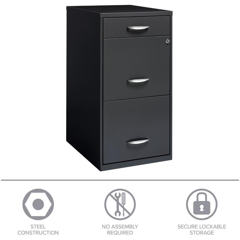 3 Drawer Charcoal Metal Filing Cabinet O643354