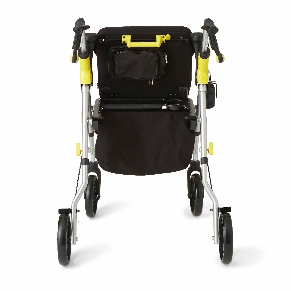 Folding Rolling Walker with Seat, 8-inch Wheels, Silver C291116