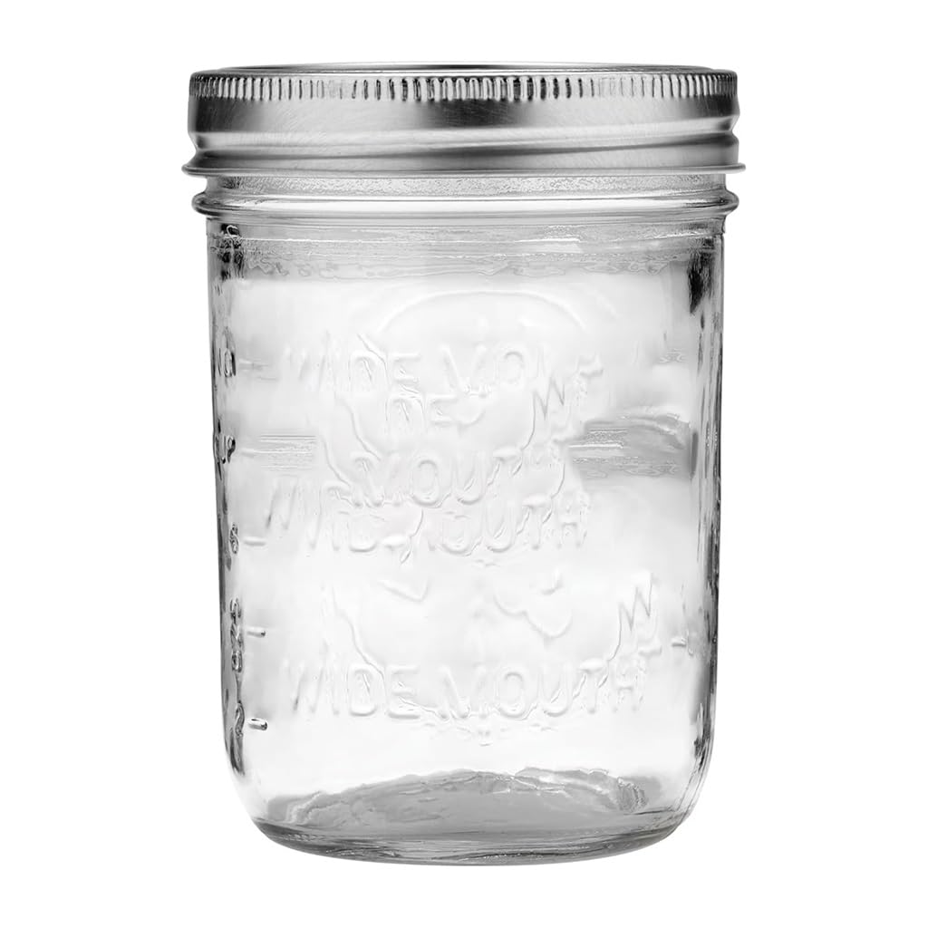 16oz Wide Mouth Clear Glass Mason Jars with Lids & Bands I42486