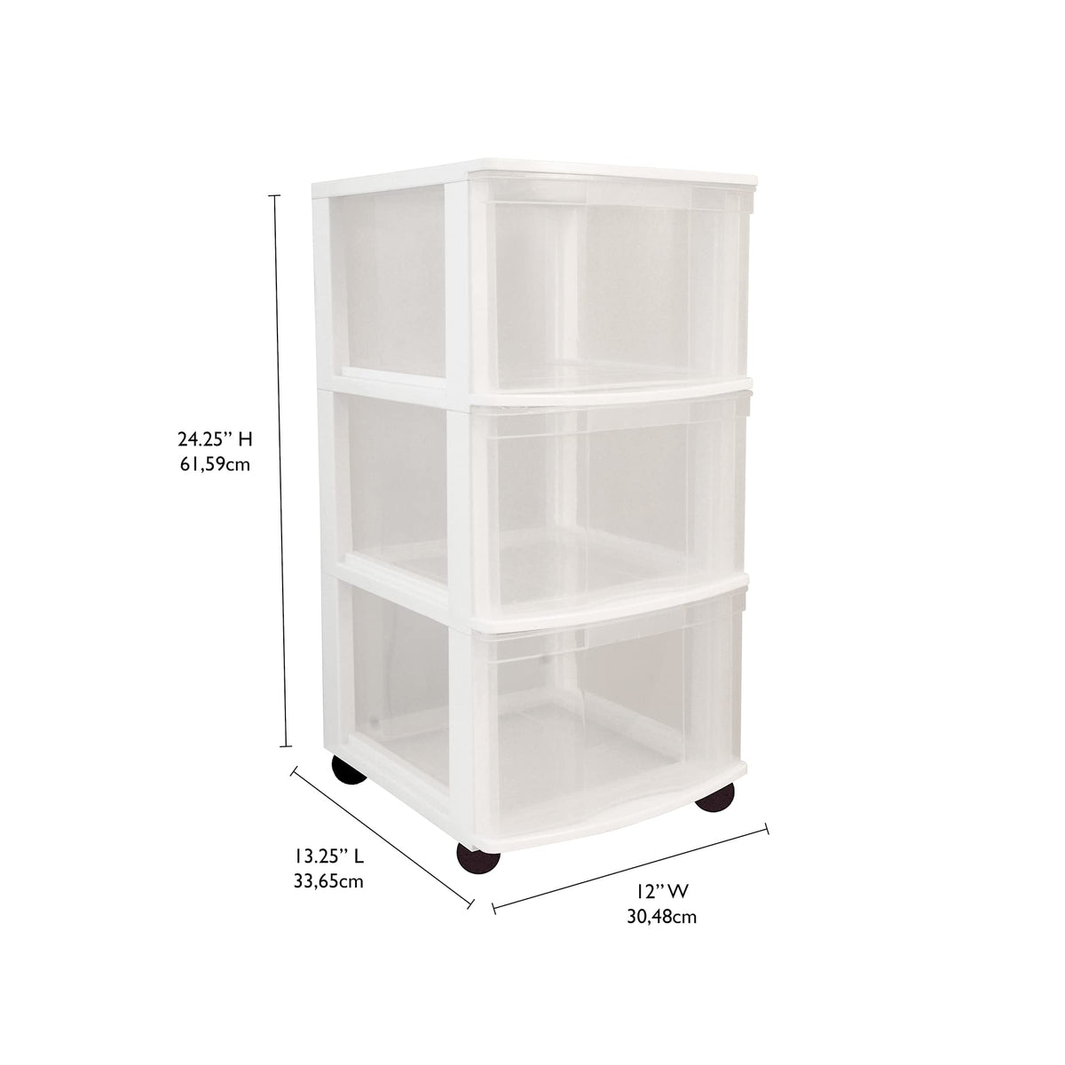 3 Drawer Plastic Rolling Organizer Cart L326