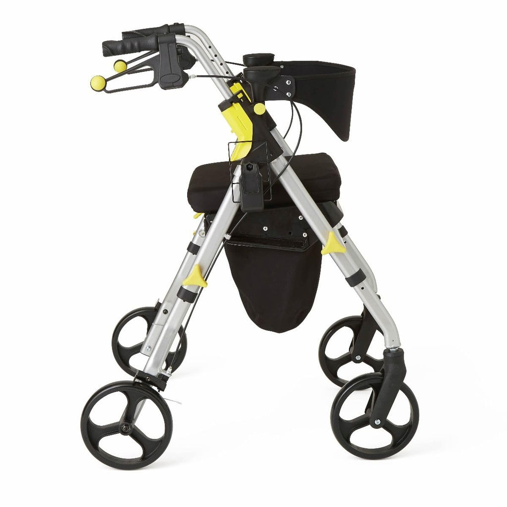 Folding Rolling Walker with Seat, 8-inch Wheels, Silver C291116