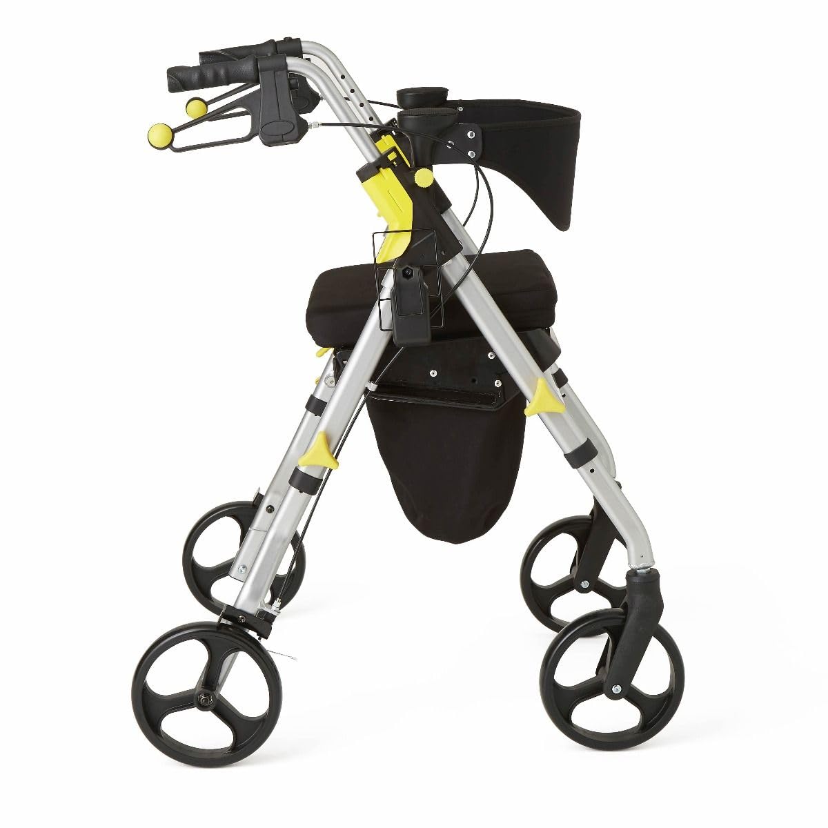 Folding Rolling Walker with Seat, 8-inch Wheels, Silver C291116