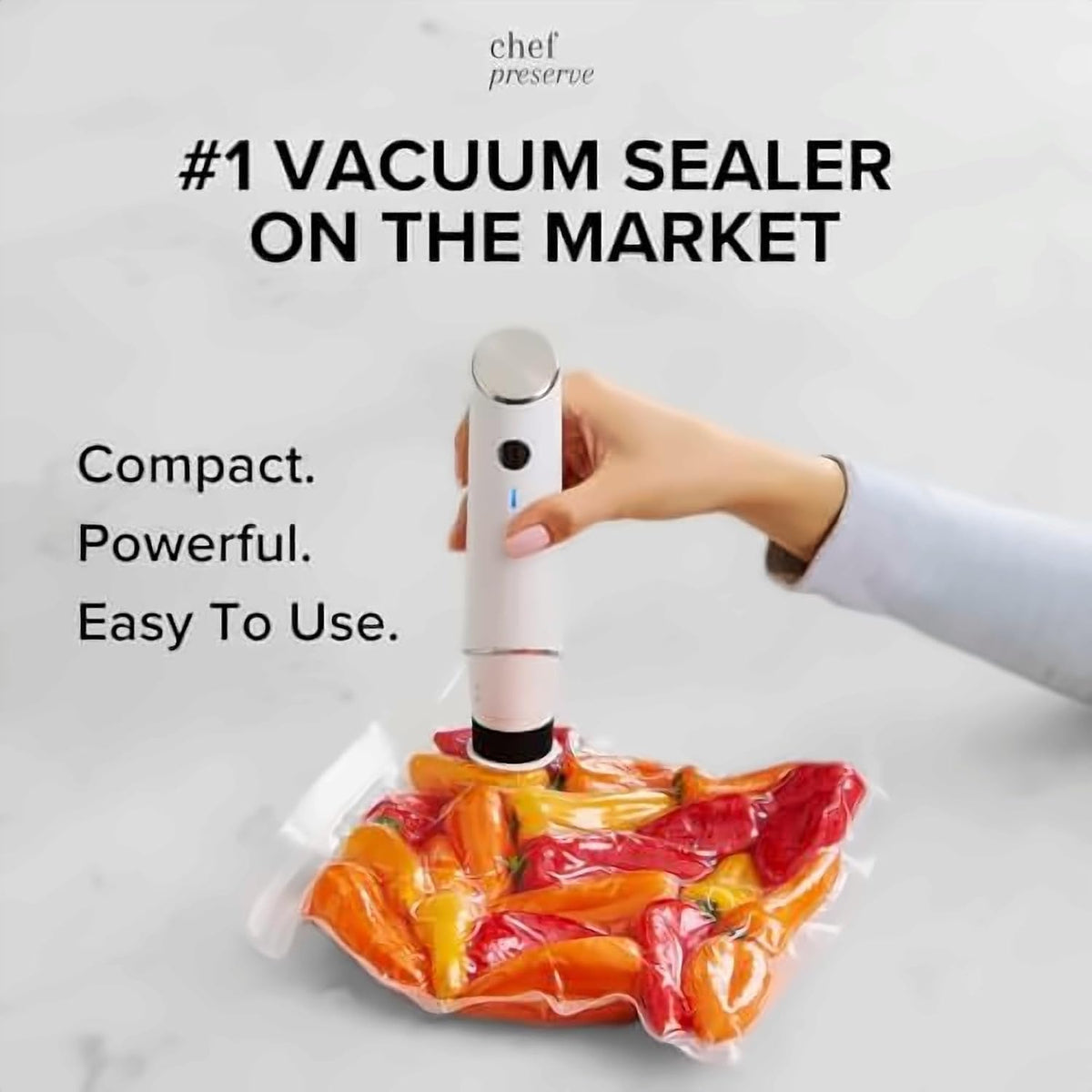 Compact Vacuum Sealer with 30 Reusable Vacuum Bags V66160