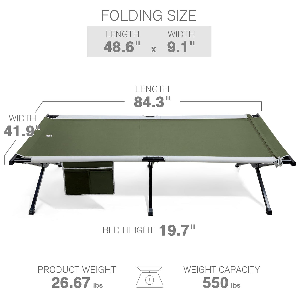 Extra Wide Folding Camping Cot with Carry Bag G191792