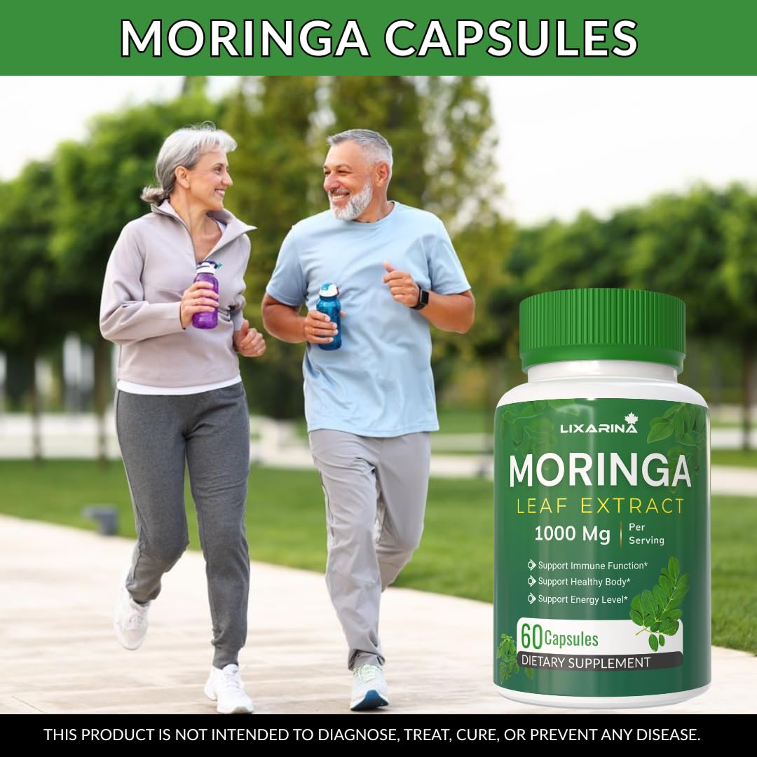 Moringa Capsules Organic 1000MG 60 Count Pack-2 O7597