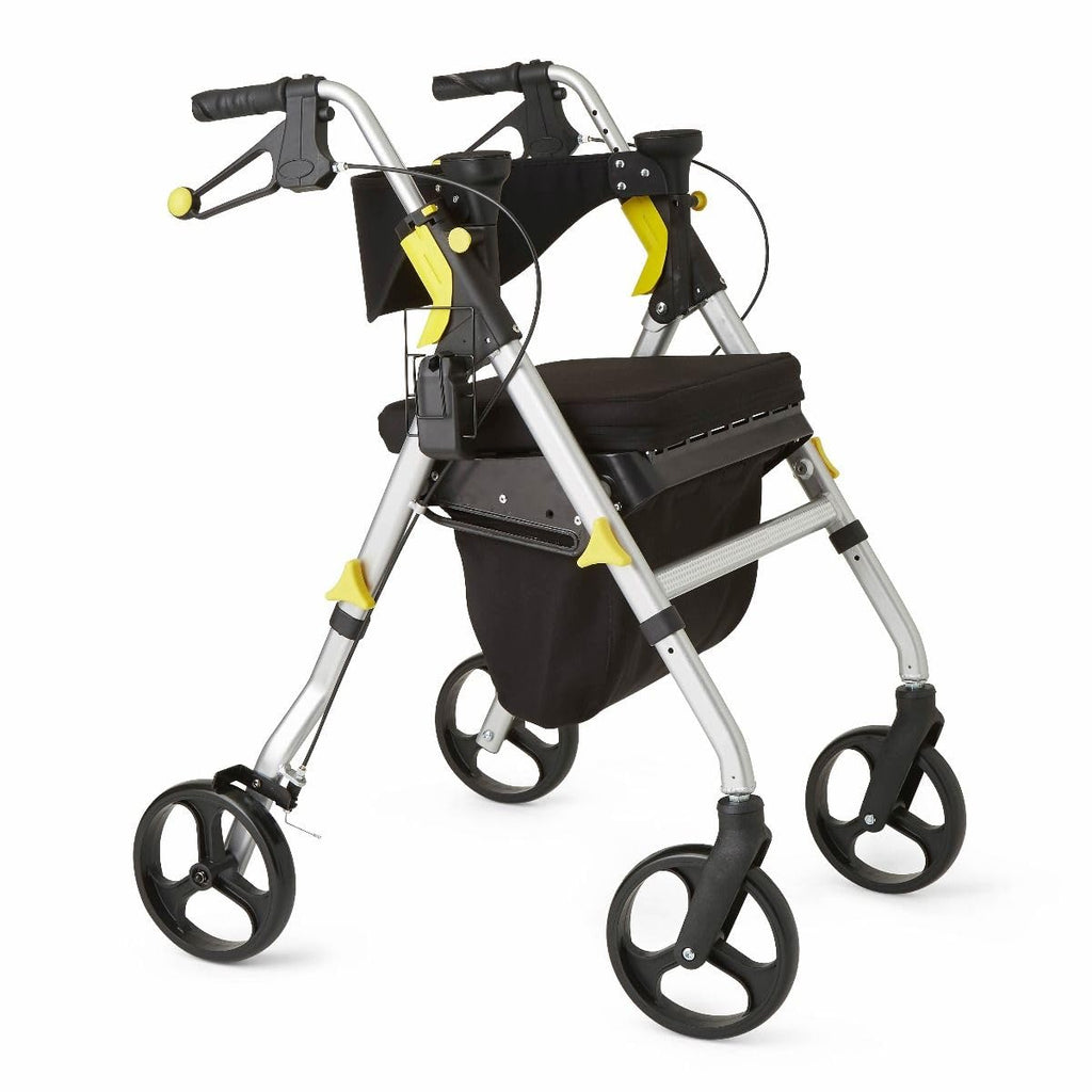 Folding Rolling Walker with Seat, 8-inch Wheels, Silver C291116