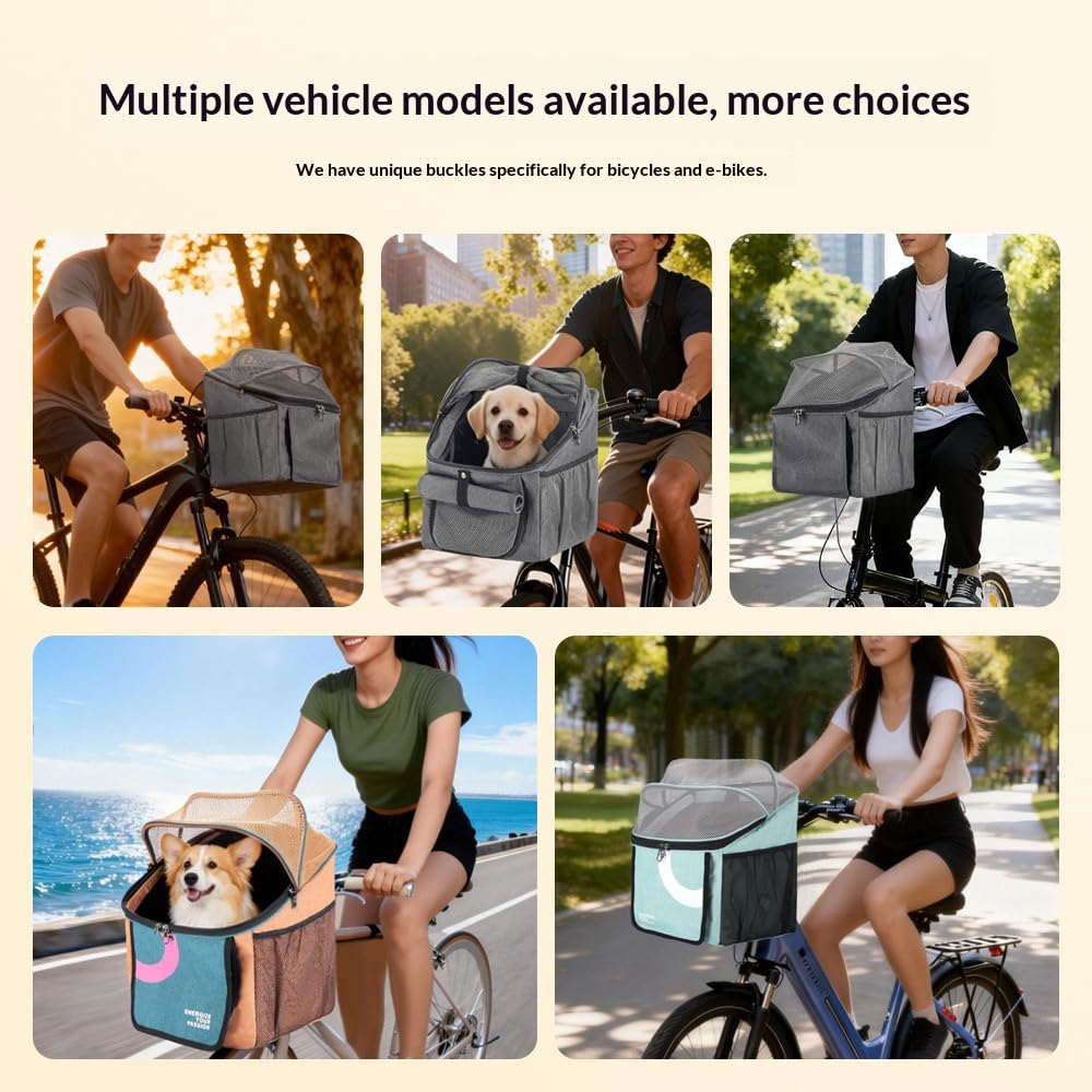 Expandable Soft-Sided Pet Bike Basket with Breathable Mesh C475