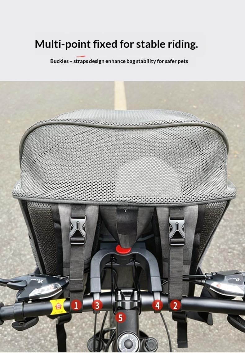 Expandable Soft-Sided Pet Bike Basket with Breathable Mesh C475