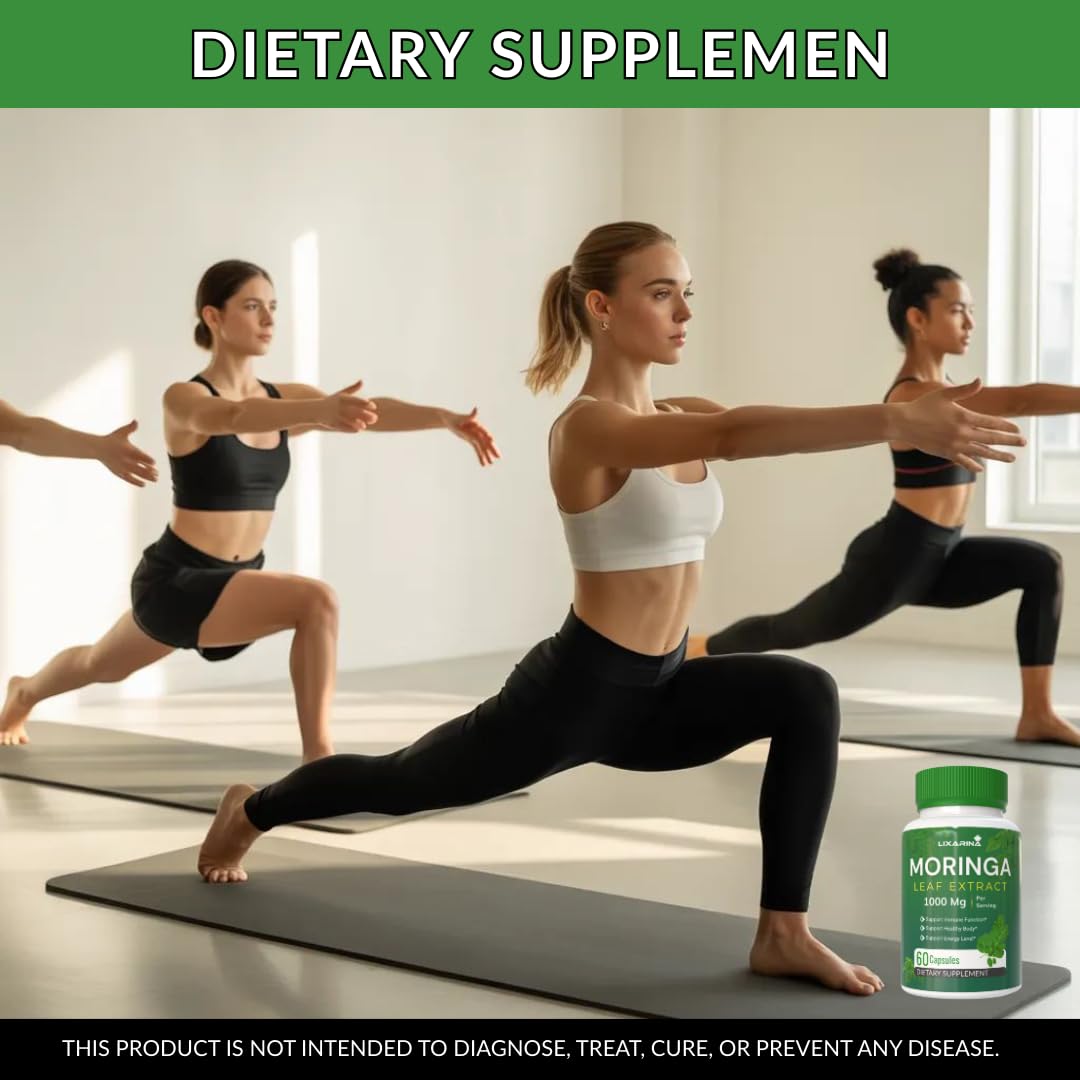 Moringa Capsules Organic 1000MG 60 Count Pack-2 O7597