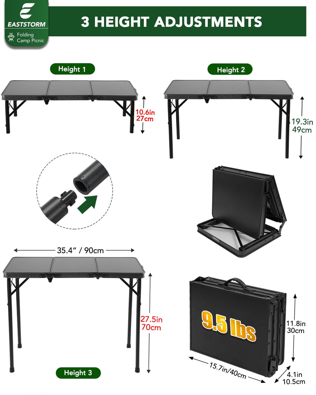Small Folding Camping Table Black P374