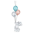 Clear Crystal Ornament with Blue and Pink Balloons P56636