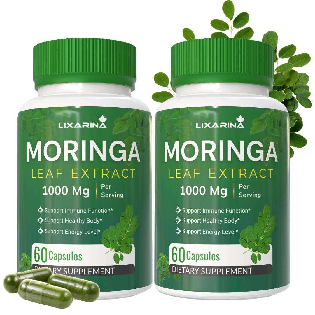 Moringa Capsules Organic 1000MG 60 Count Pack-2 O7597