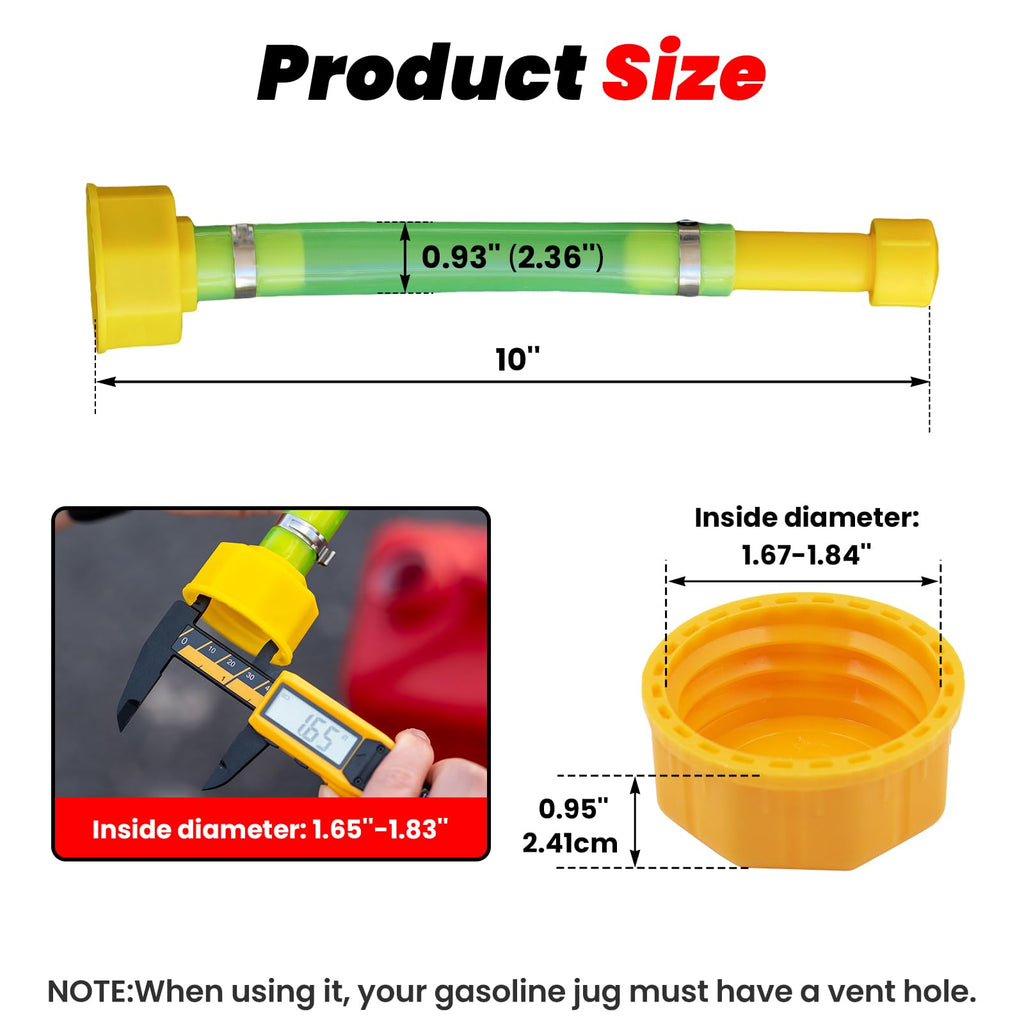 10'' Gas Can Spout Replacement Kit with Yellow Gas Caps J775