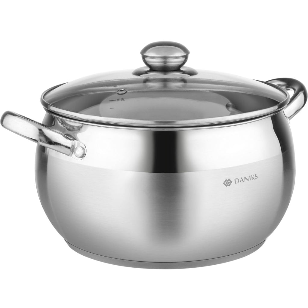 6.5 Quart Stainless Steel Stock Pot with Glass Lid U214196