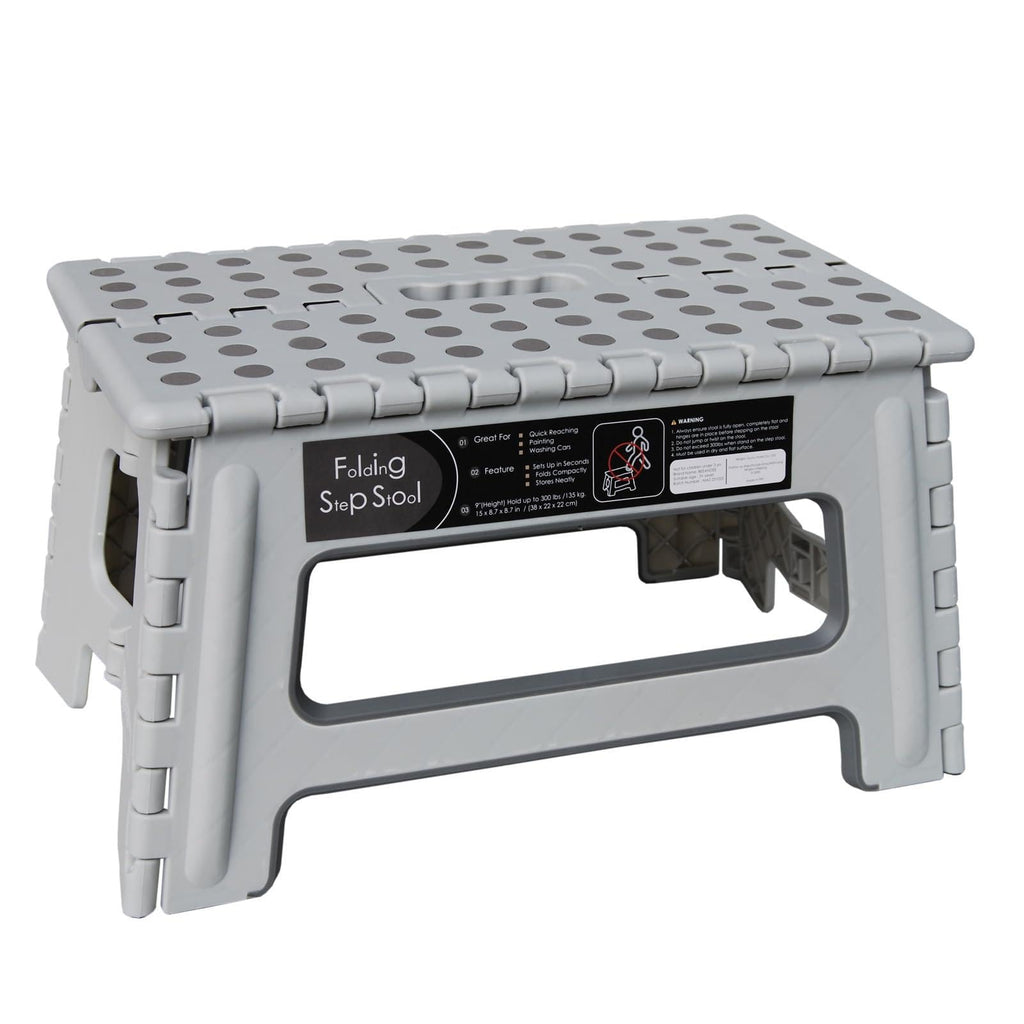Folding Step Stool 9 Inch Height Gray D1124