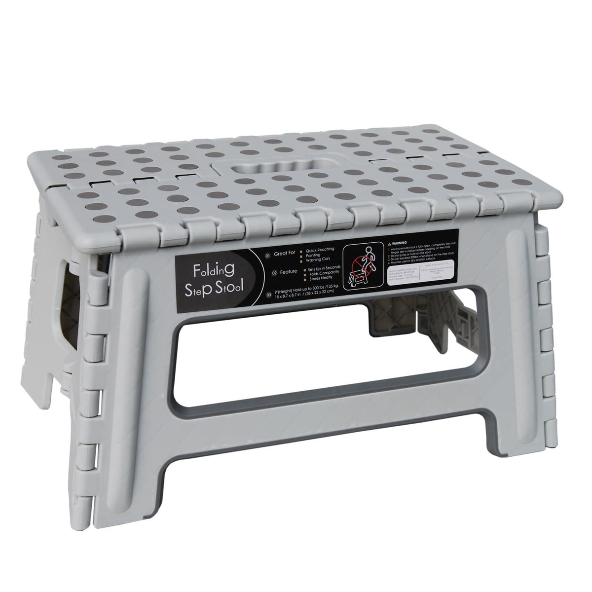 Folding Step Stool 9 Inch Height Gray D1124