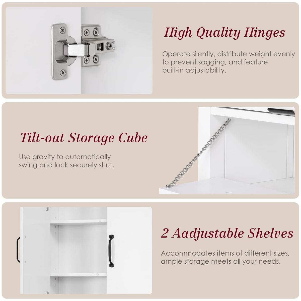 White Over the Toilet Storage Cabinet with Doors C380552