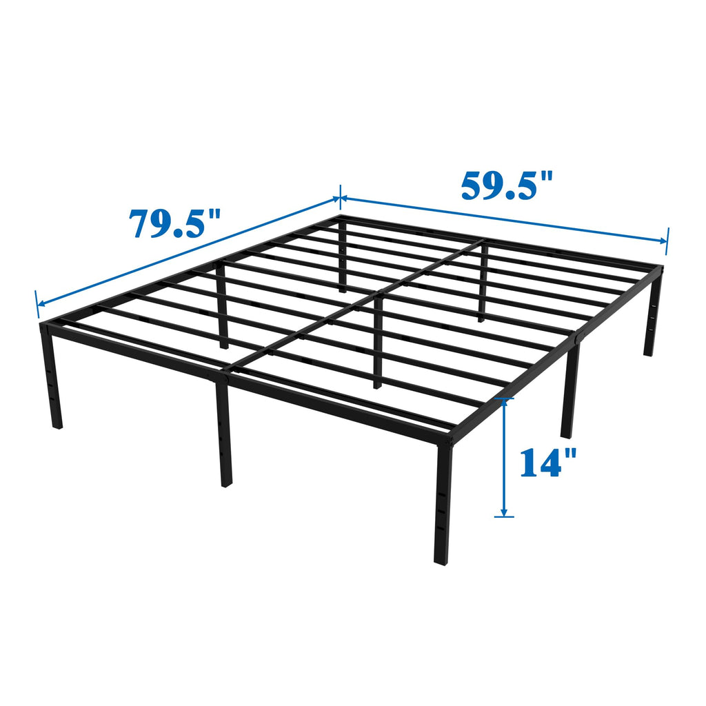 Queen Size Black Metal Platform Bed Frame N9253