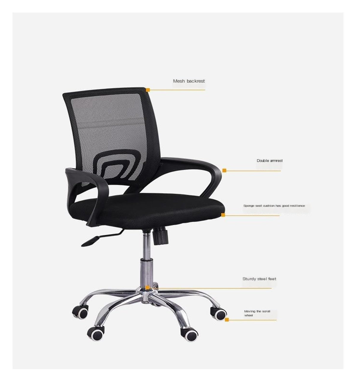 Black Orange Mesh Ergonomic Swivel Office Chair L659