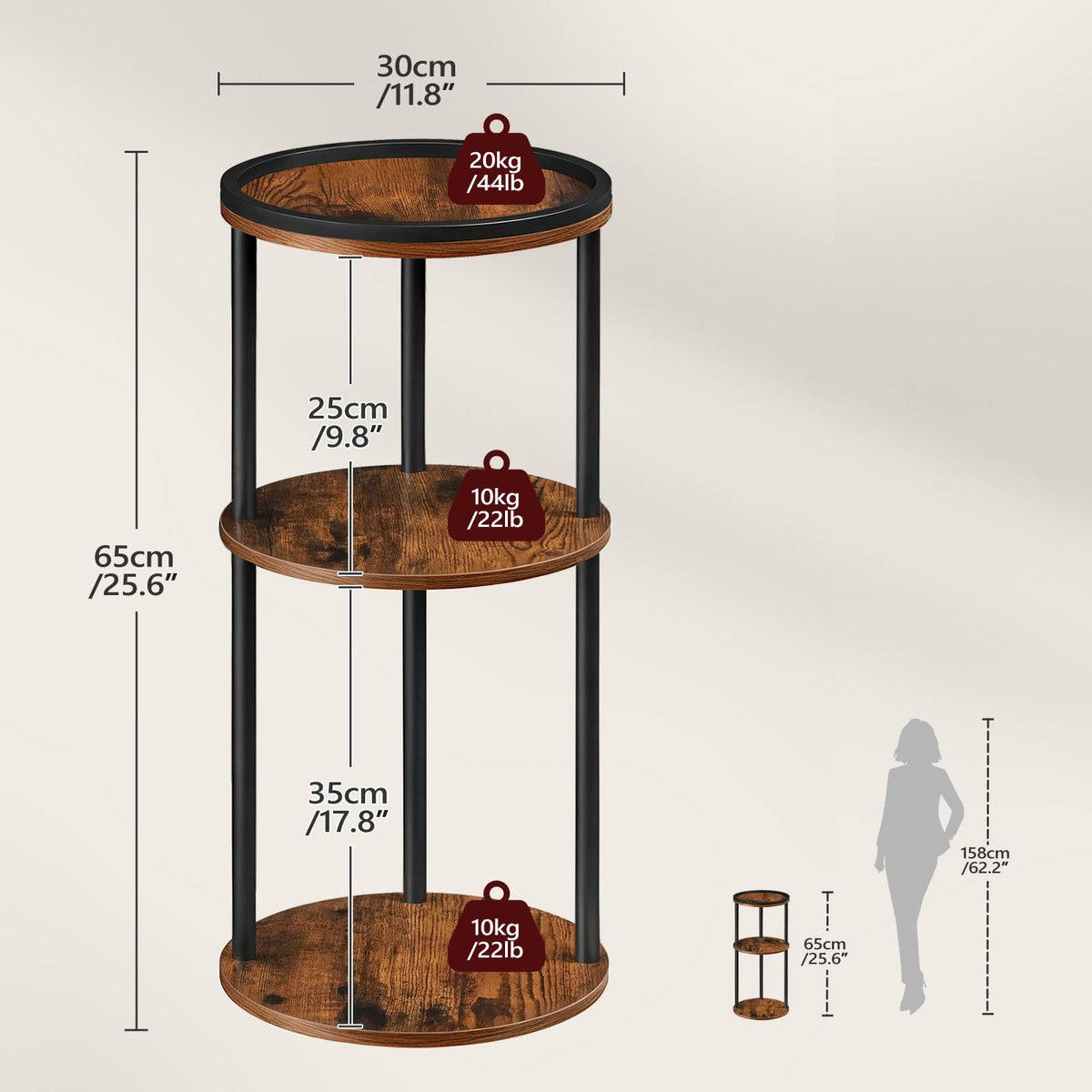 Small Round 3-Tier Side Table K956325