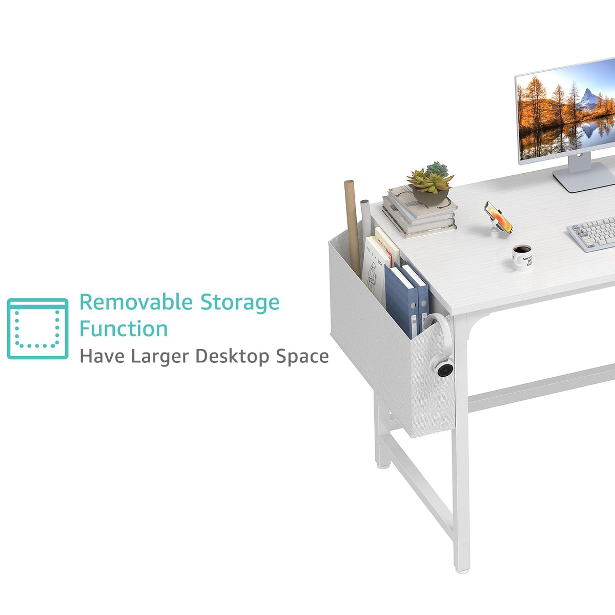 White Computer Desk with Drawers 47 Inch I74391