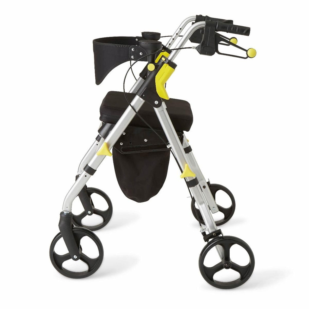 Folding Rolling Walker with Seat, 8-inch Wheels, Silver C291116