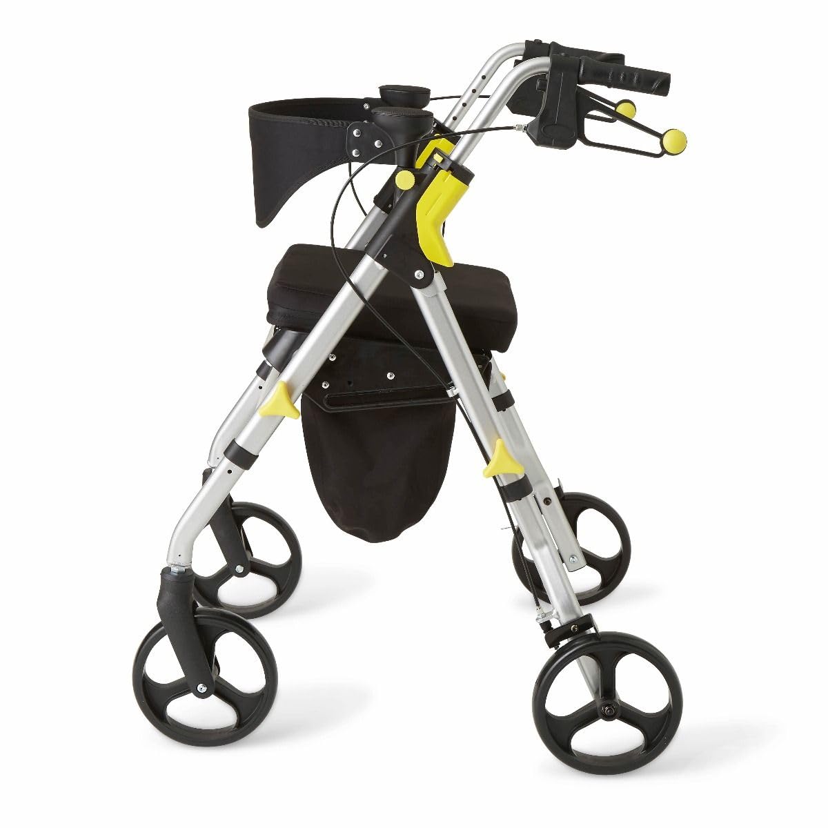 Folding Rolling Walker with Seat, 8-inch Wheels, Silver C291116