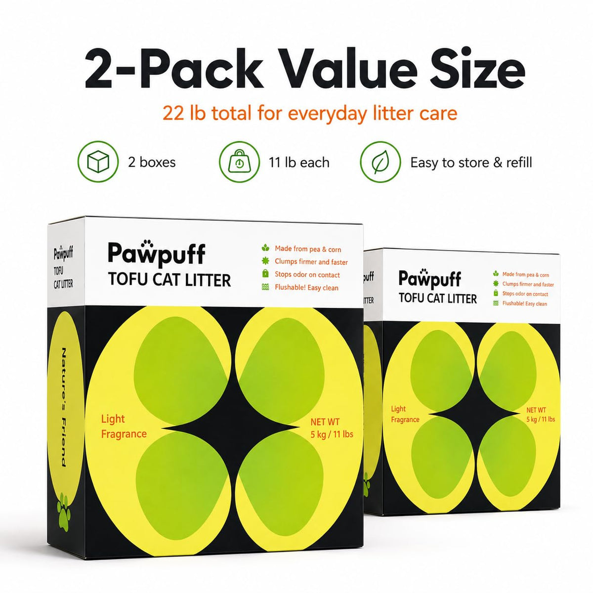 Tofu Cat Litter Low Dust Fast Clumping Flushable 2-Pack 22 lb E99367