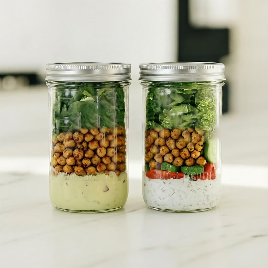 16oz Wide Mouth Clear Glass Mason Jars with Lids & Bands I42486