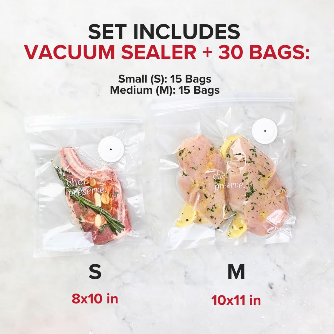 Compact Vacuum Sealer with 30 Reusable Vacuum Bags V66160