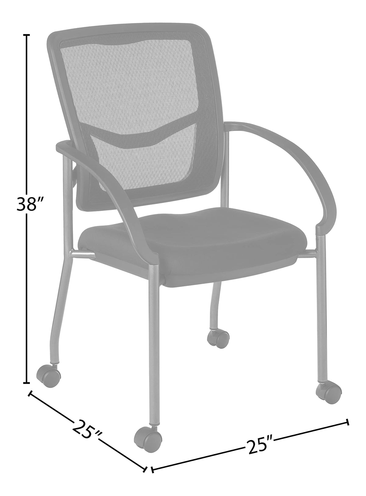 Stackable Visitor's Chair with Breathable Back and Rolling Casters W79027
