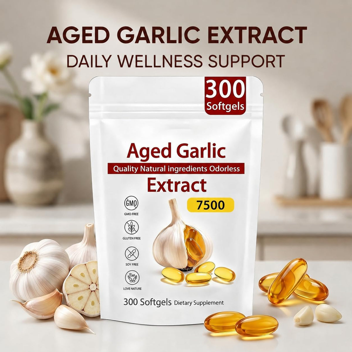Odorless Organic Garlic Extract Capsules 300 Softgels V580557