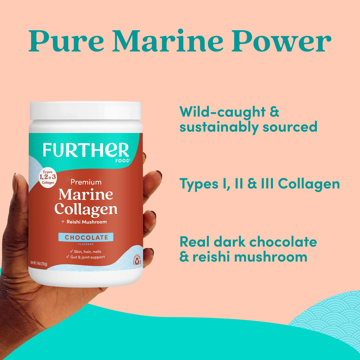 Chocolate Marine Collagen Peptides Powder, 7.41 Oz Q576