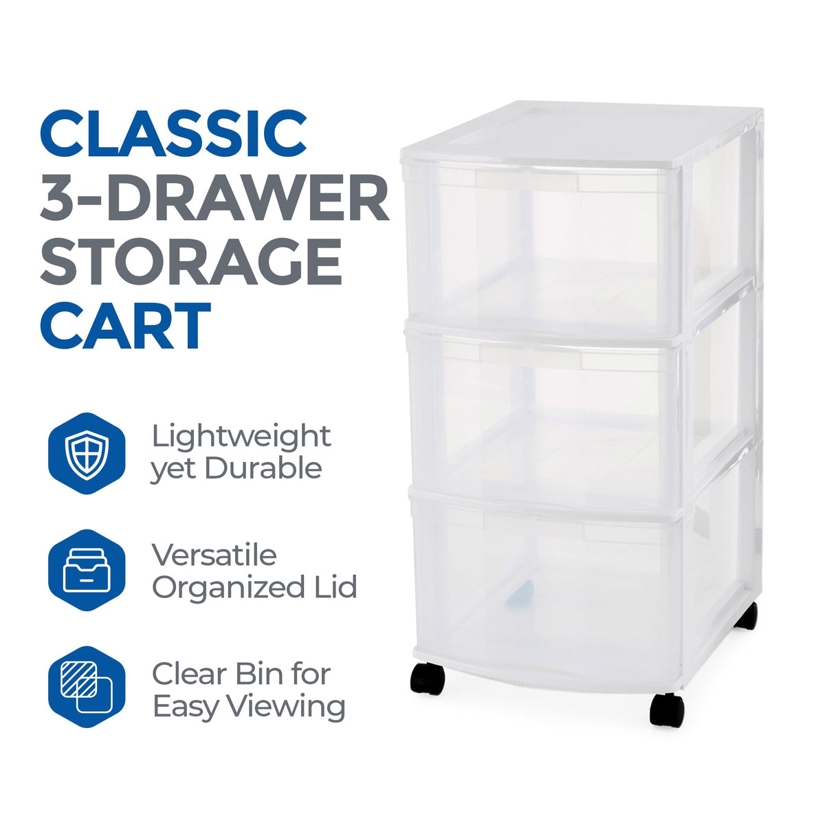 3 Drawer Plastic Rolling Organizer Cart L326