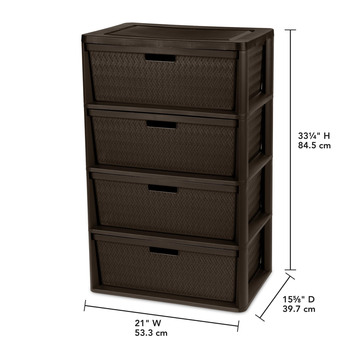 Brown 4-Drawer Storage Tower with Bins H3633