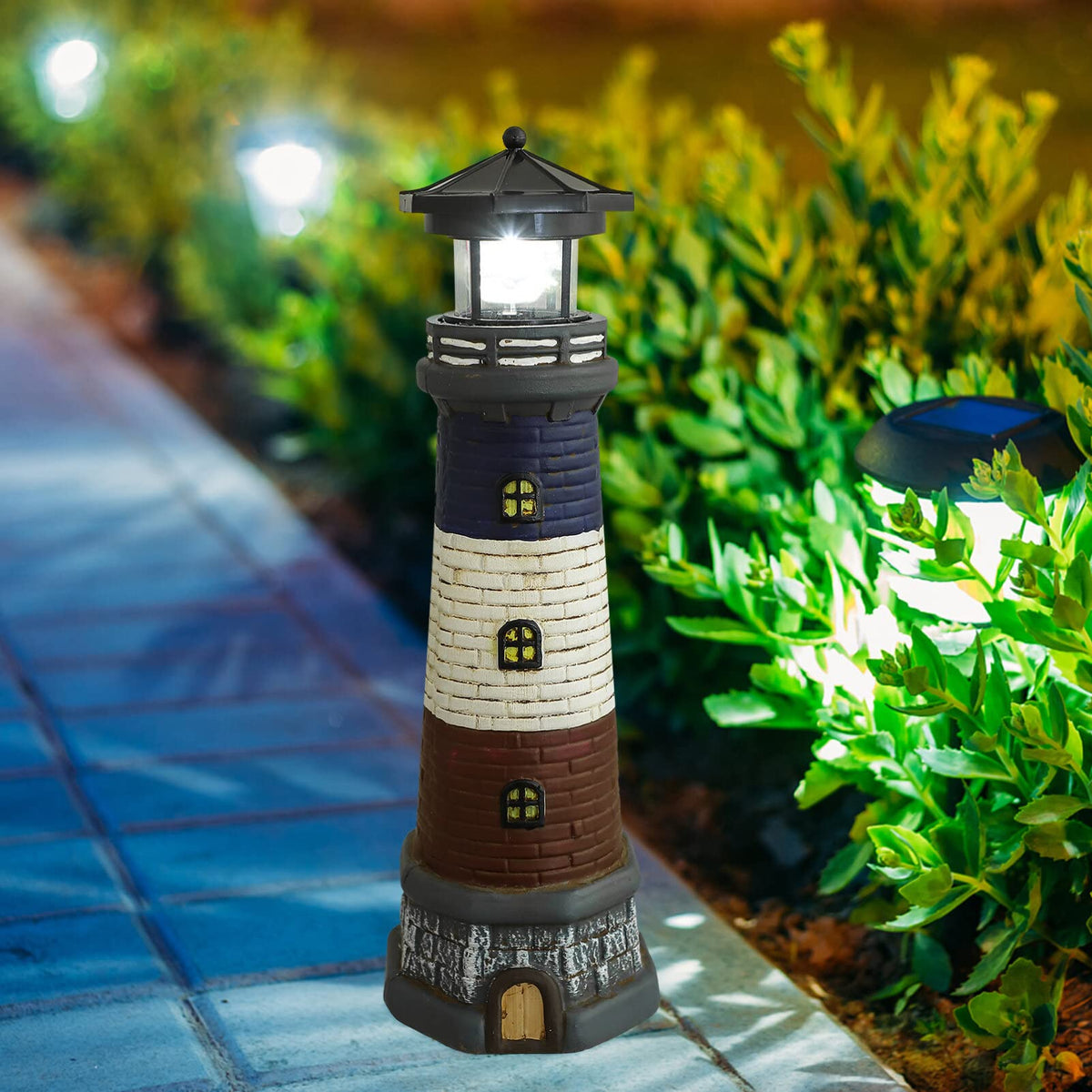 Solar Lighthouse Garden Lights Outdoor Waterproof Resin Statue Lamp G75704
