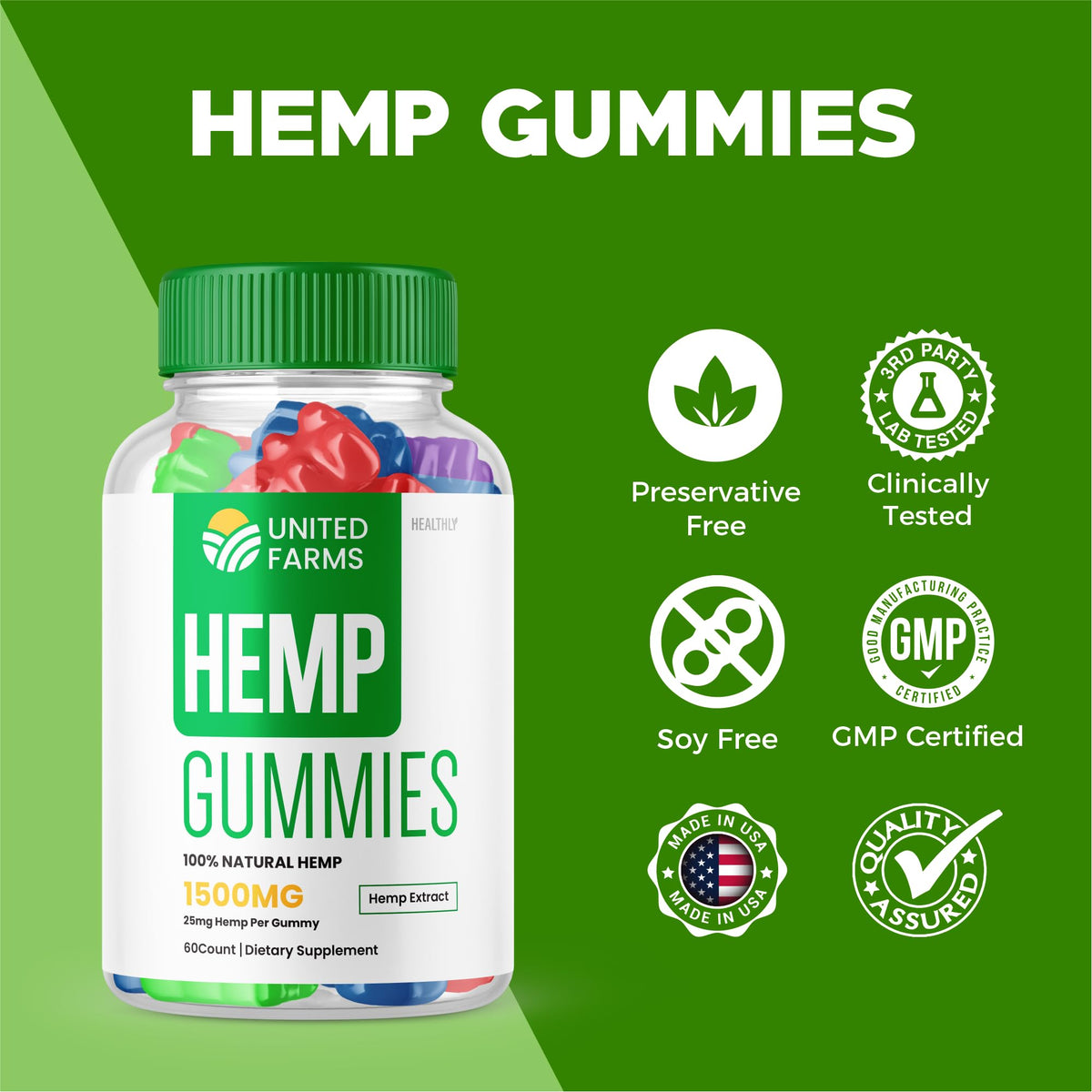 Hemp Extract Gummies 25mg 60 Gummies H663
