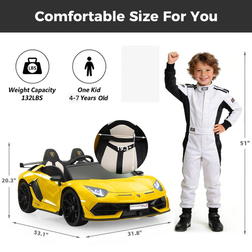 2-Seater Kids Ride on Car, 24V Electric Vehicle, Yellow G826