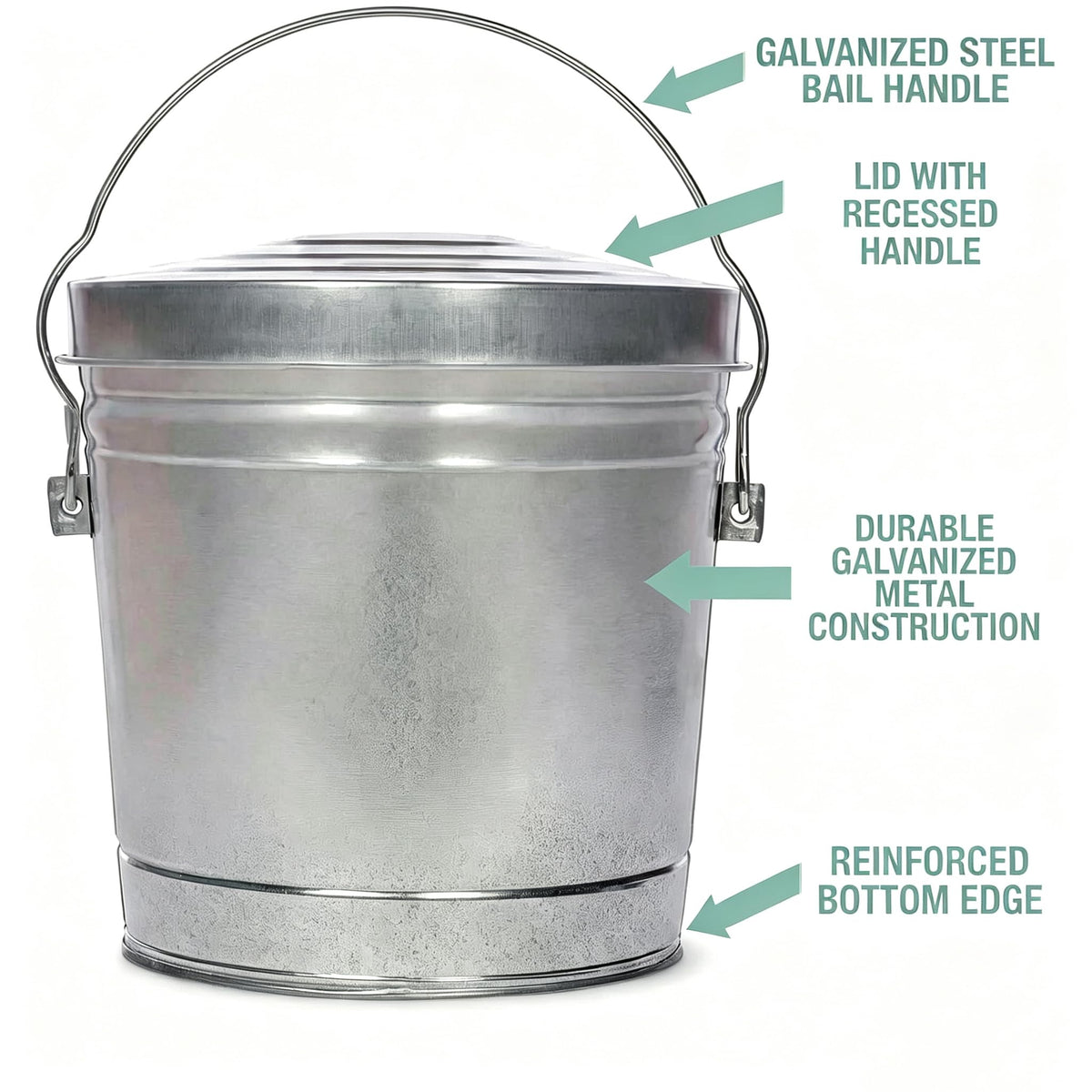 Galvanized Steel 6 Gallon Storage Can with Locking Lid W418253