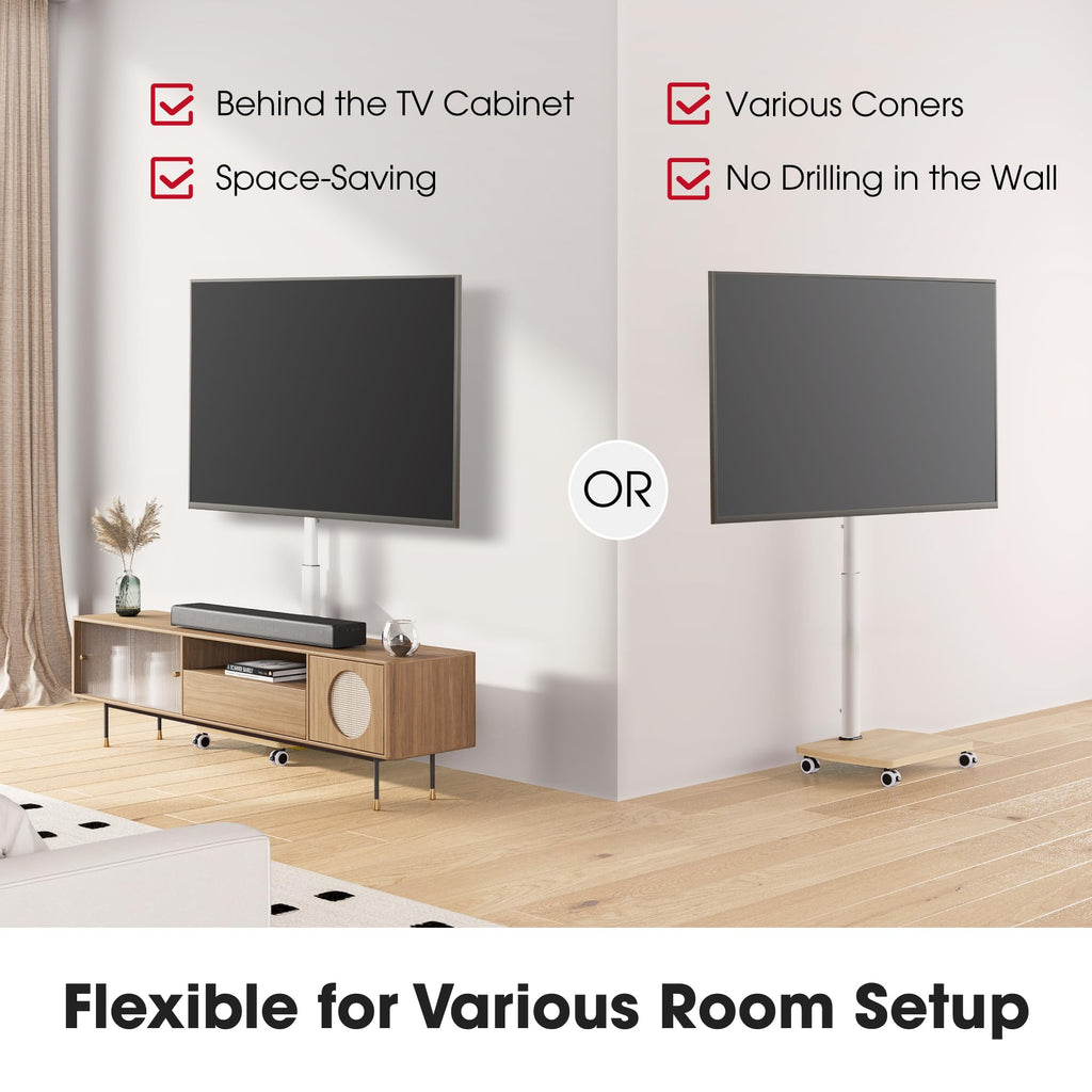 Rolling TV Stand for 32-65 Inch TVs, Height Adjustable with Swivel & Tilt Mount M940845