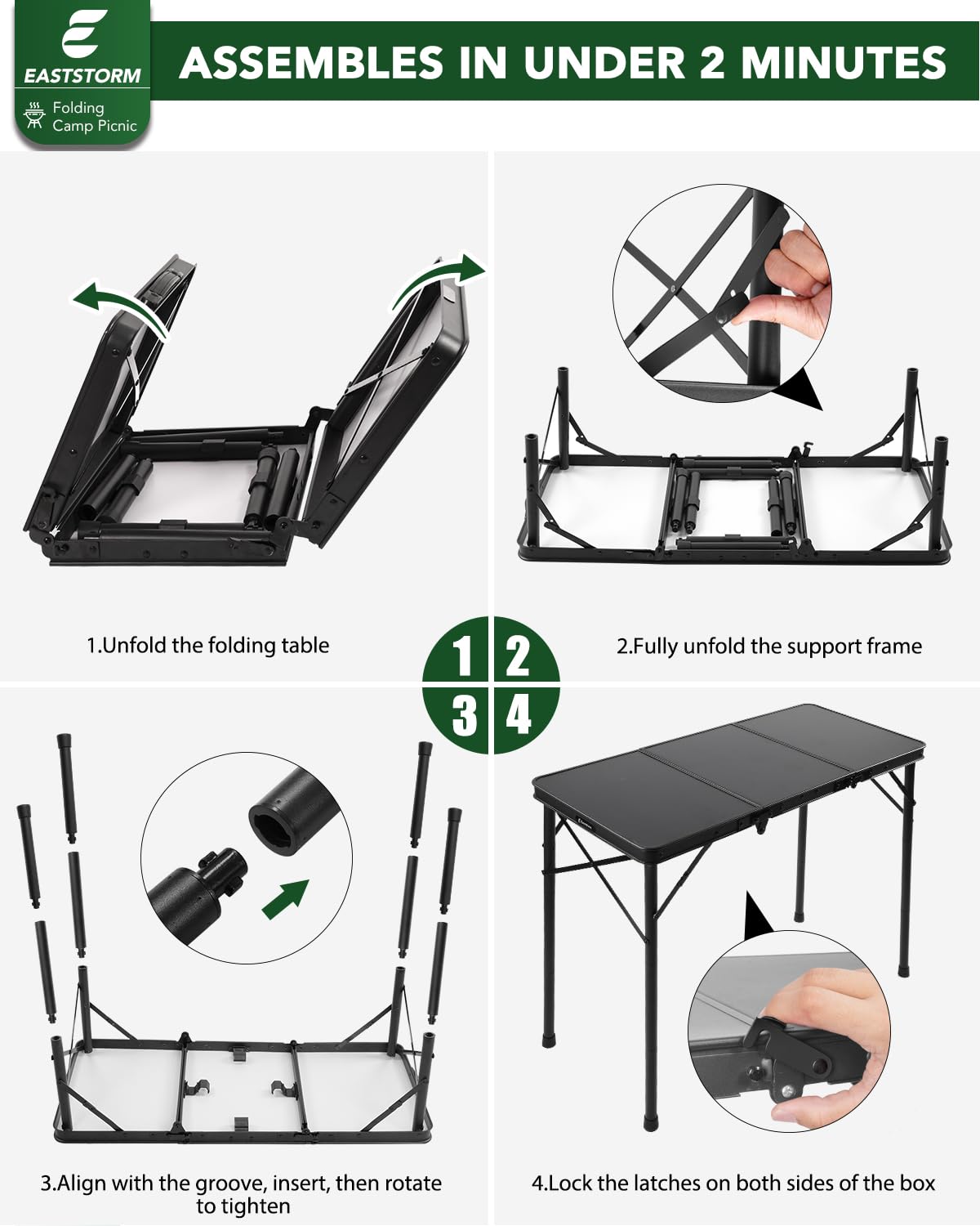 Small Folding Camping Table Black P374