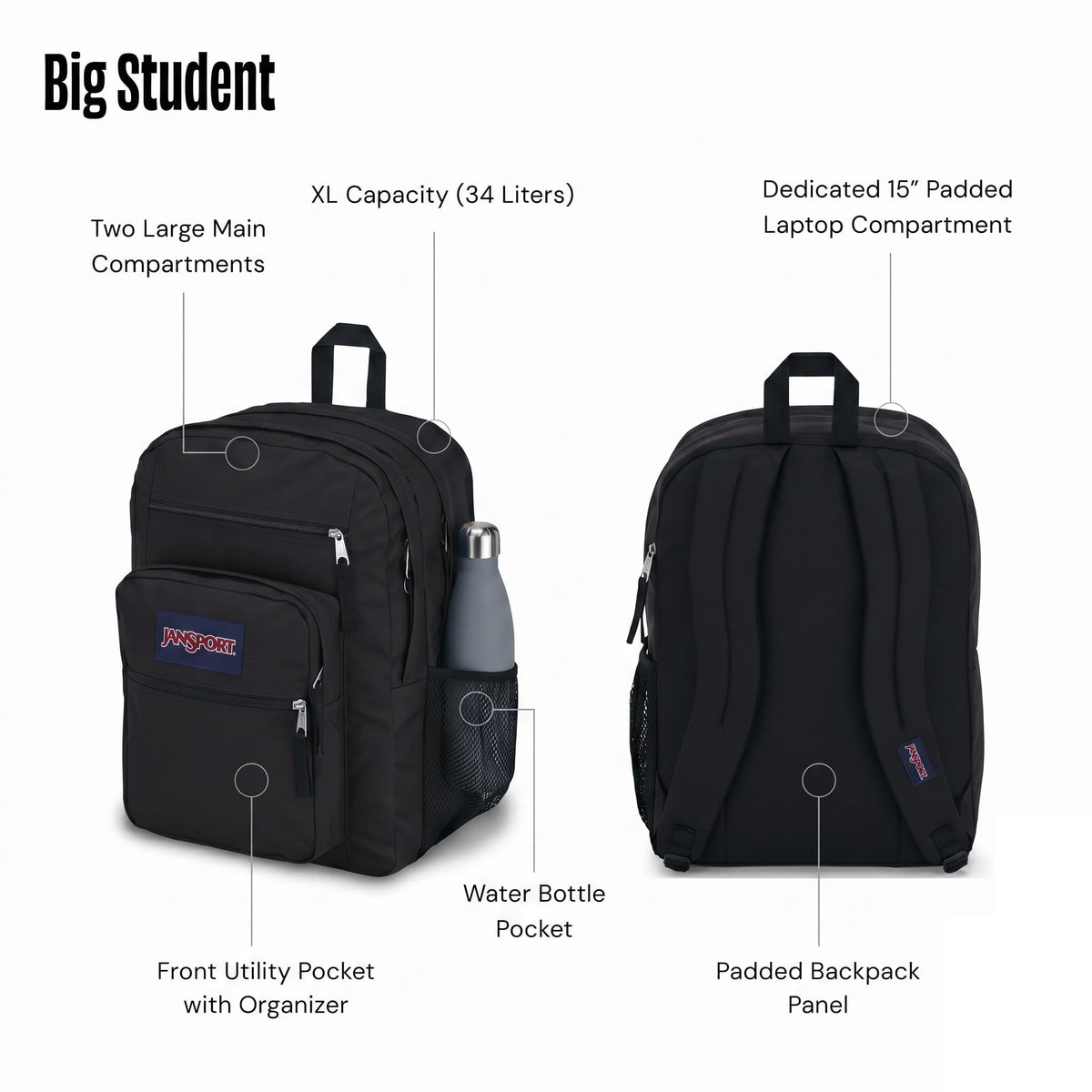 Laptop Backpack with 2 Compartments Black E98169
