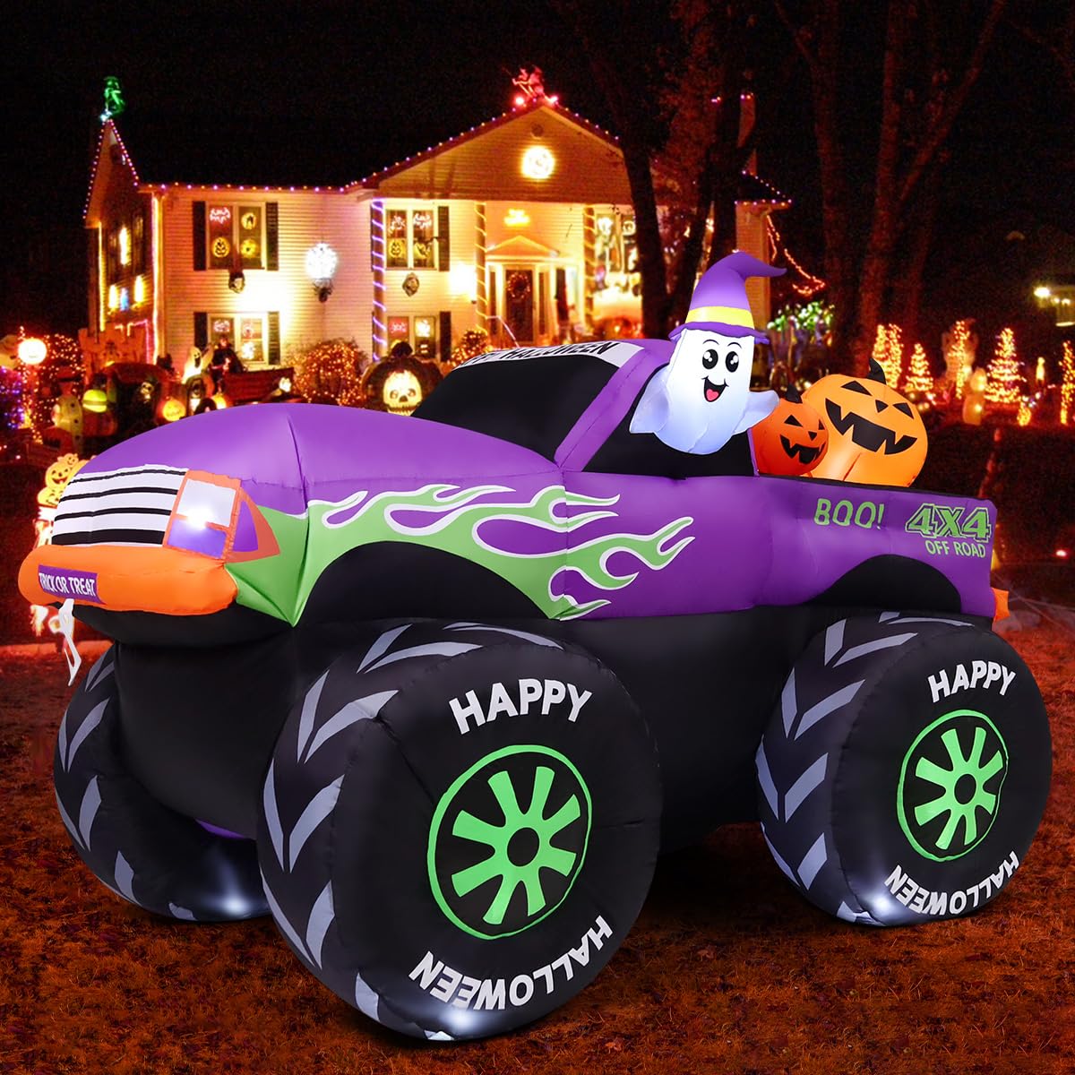8 FT Halloween Inflatable Monster Truck with Built-in LEDs L6359