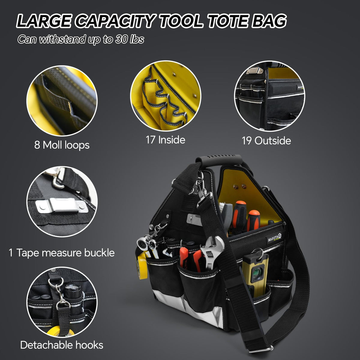 10in Tool Tote Bag with 43-Pocket Organizer L55146