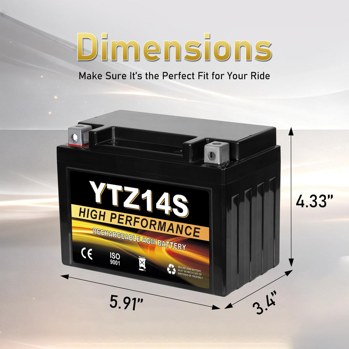 12V 11.2Ah AGM Sealed Motorcycle Battery M321816