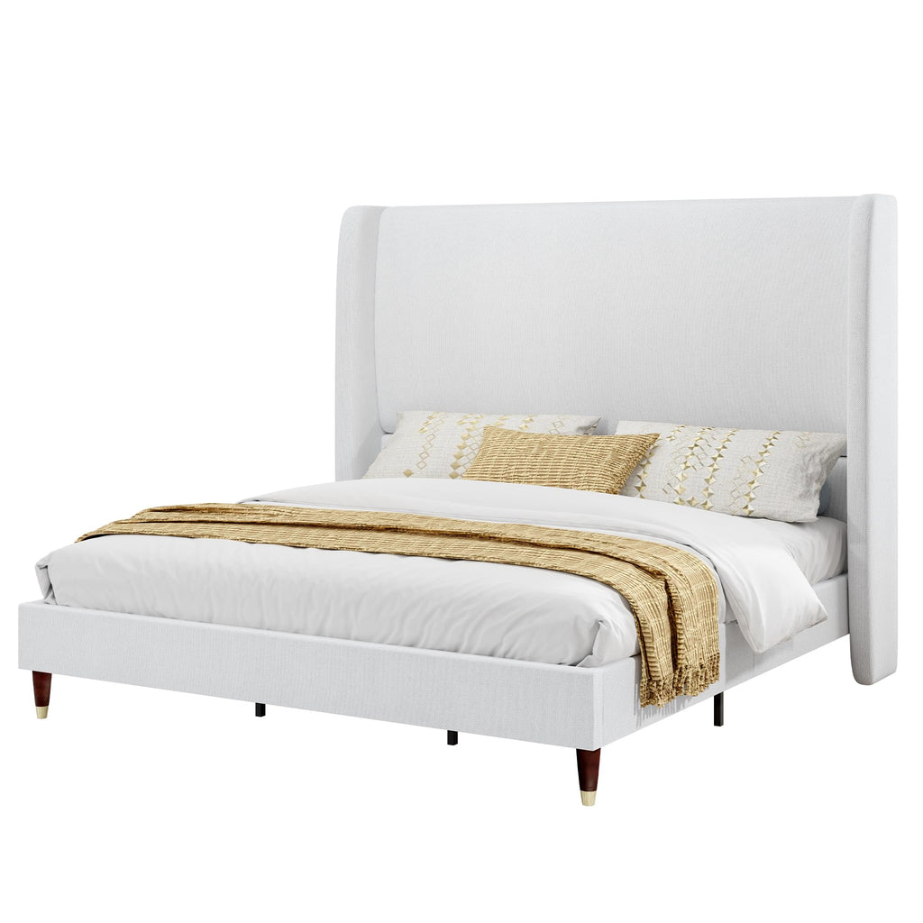 Queen Bed Frame Upholstered Bed White H669789