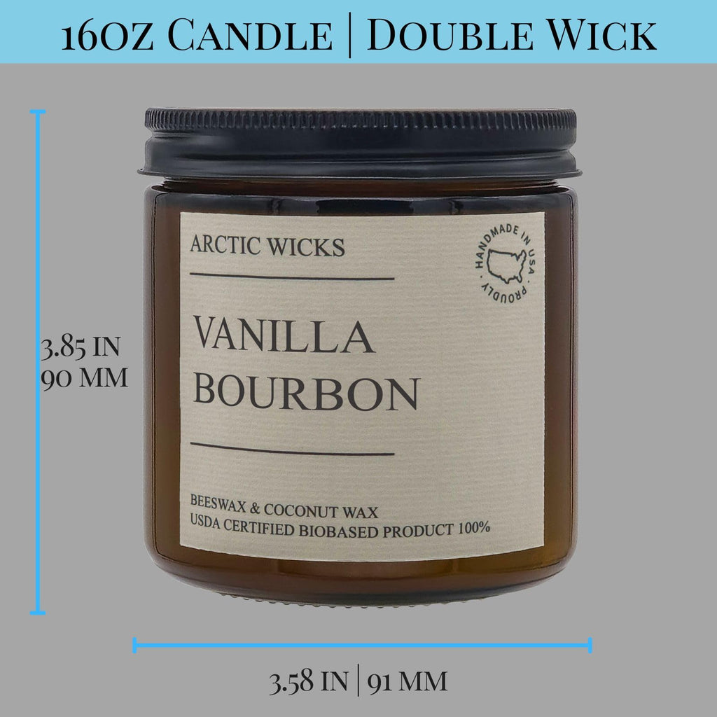 Vanilla Bourbon 16oz Double Wick Coconut Beeswax Candle D138