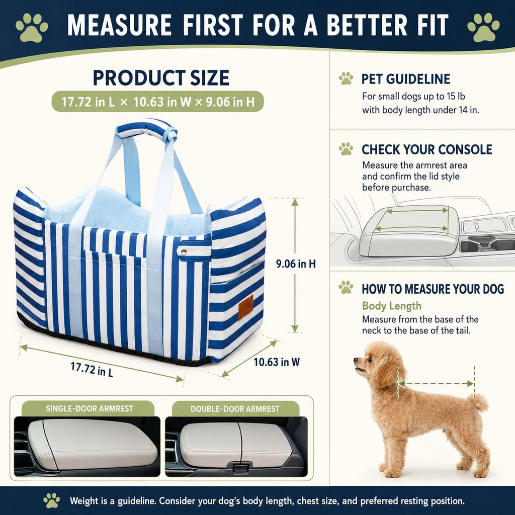 Dog Car Seat for Small Dogs to 15lbs Blue White Stripes T208924