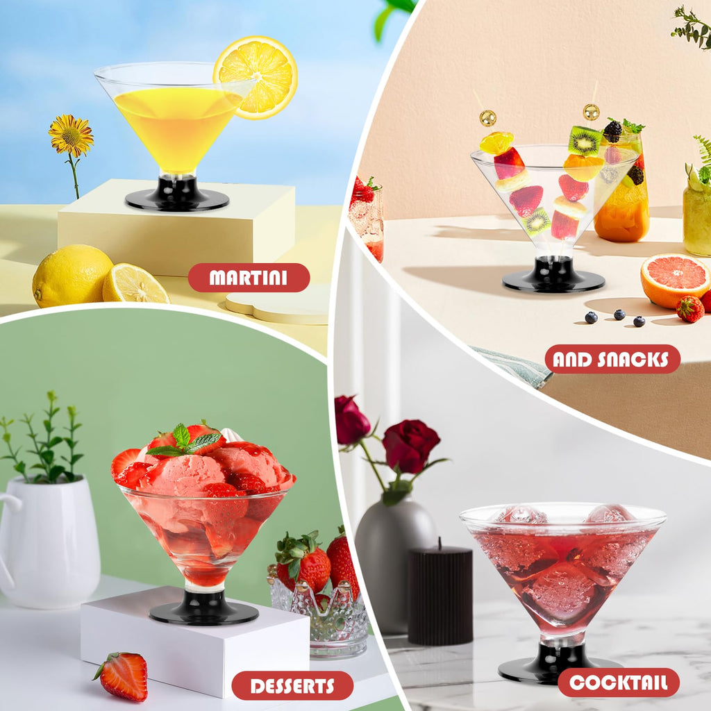 25 PCS 5oz Clear Plastic Martini Glasses W30262