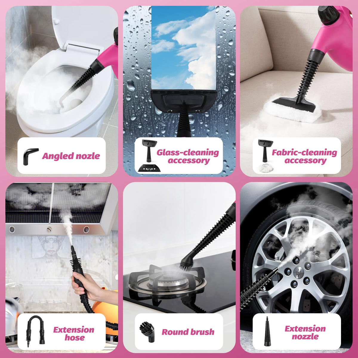 Pink Handheld Steam Cleaner S874251
